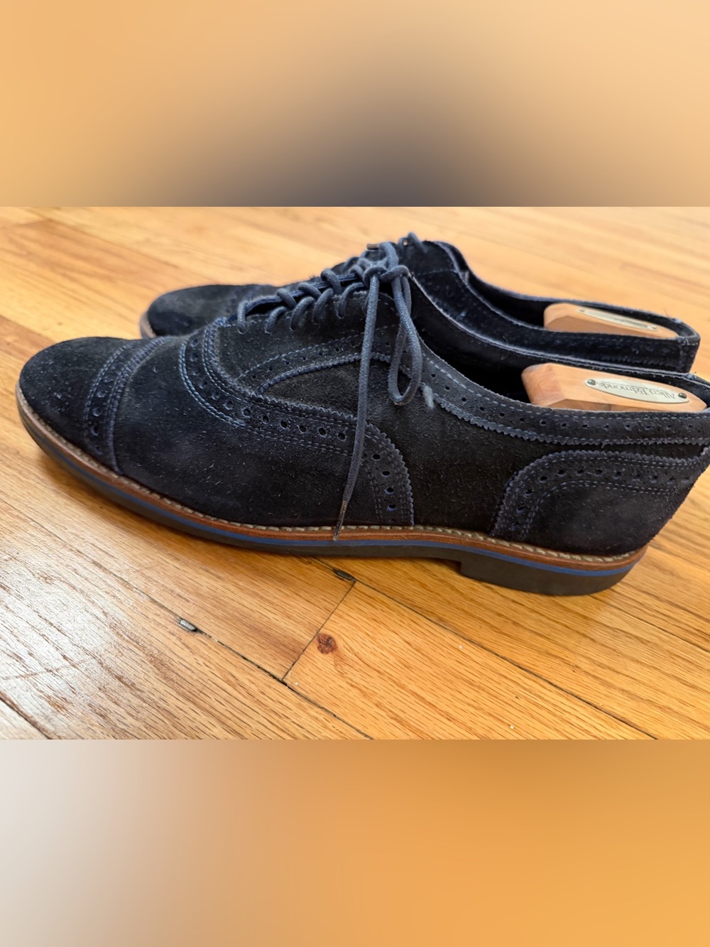 Allen Edmonds Navy Suede Oxford Shoes Standmok Vibram Sole